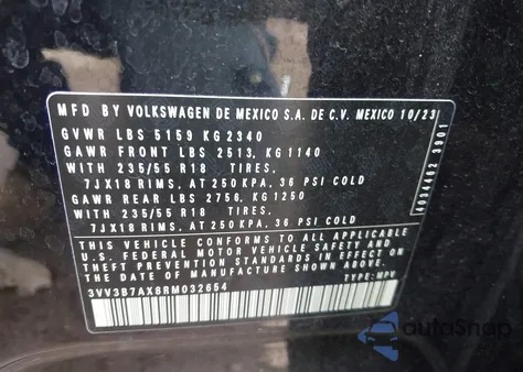 2024 Volkswagen Tiguan 2.0T Se/2.0T Wolfsburg Edition from USA, damaged, VIN 3VV3B7AX8RM032654